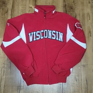 Vtg Majestic Wisconsin Badgers Thema Dugout Full-Zip Jacket NCAA